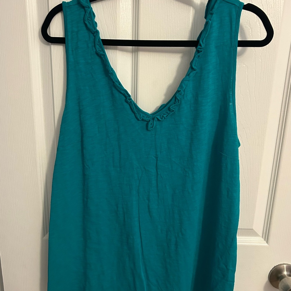 Lilly Pulitzer Turquoise/Magenta Ruffle Tank Top